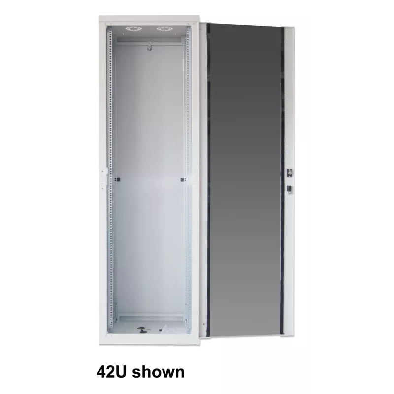 Intellinet 19-tolline võrgukapp – eraldiseisev (Basic), 42U, 600x800mm (laius x sügavus), hall, lamedalt pakituna, max 600kg, ühepunktine ukselukk, üks lukk külgpaneelil, kasutatav sügavus 123 kuni 573mm, riiul, IP20, teras