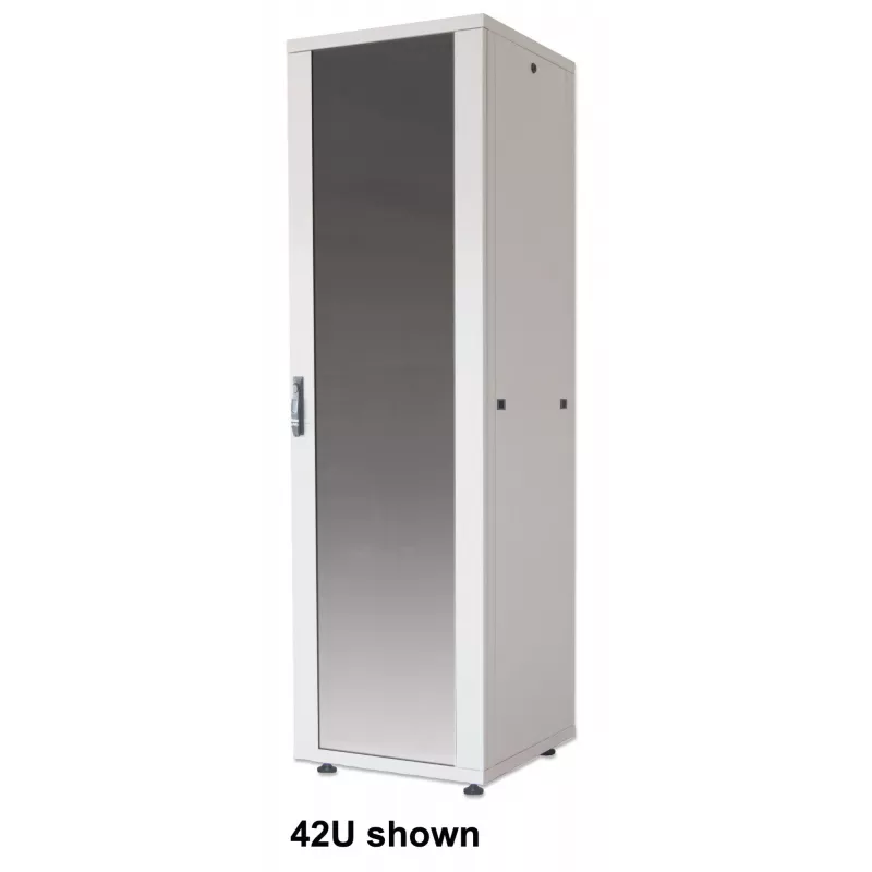 Intellinet 19-tolline võrgukapp – eraldiseisev (Basic), 42U, 600x800mm (laius x sügavus), hall, lamedalt pakituna, max 600kg, ühepunktine ukselukk, üks lukk külgpaneelil, kasutatav sügavus 123 kuni 573mm, riiul, IP20, teras