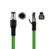 ACT Industrial 10.00 meetrit Andurikaabel M12A 8-kontaktiline isane RJ45 isasele, Ultraflex SF/UTP TPE kaabel, varjestatud