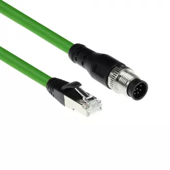 ACT Industrial 15.00 meetrit andurikaabel M12A 8-kontaktiline isane RJ45 isasele, Ultraflex SF/UTP TPE kaabel, varjestatud