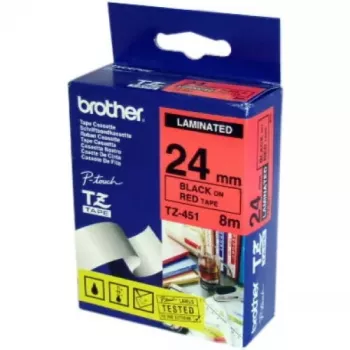 Sildilint Brother TZ-451, TZ termoülekanne, 24 mm x 8 m, must punasel