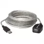 Manhattan USB-A USB-A pikenduskaabel, 5 m, isane emasele, aktiivne, läbipaistev hõbedane, 480 Mbit/s (USB 2.0), ahelühendatav, sisseehitatud repiiter, Hi-Speed USB, kolmeaastane garantii