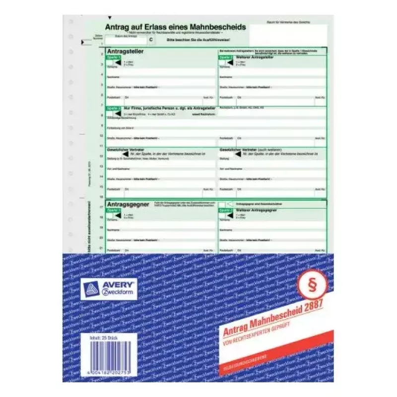 Registreerimispaber Avery 2887