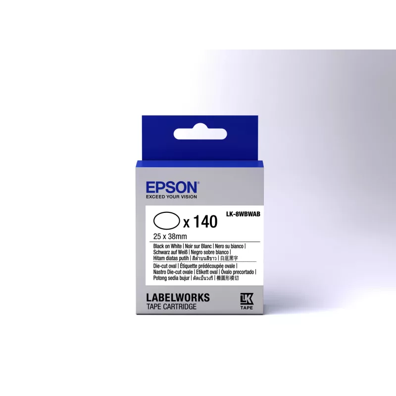 Epson Label Cartridge Die-cut Oval LK-8WBWAB Must/Valge 25x38mm (140 silti)