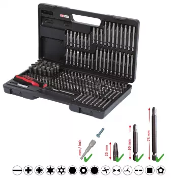 Kruvikeeramisotsakute komplekt KS Tools 911.2008 208 tk nikkel DIN 3126 ISO 1173