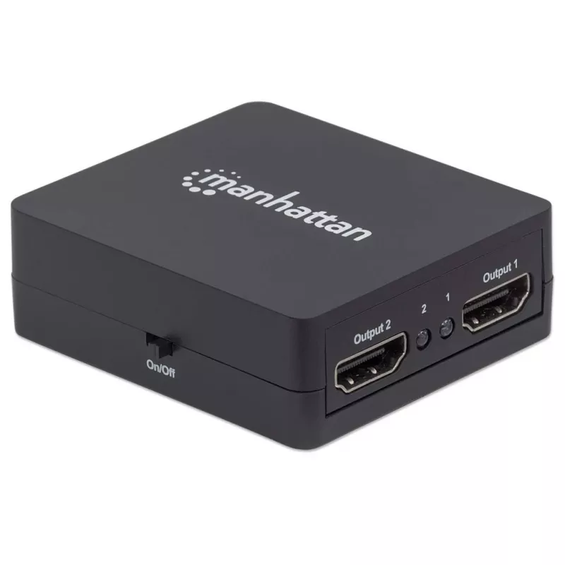 Manhattan HDMI Splitter 2-Port , 1080p, must, edastab ühest HDMI-allikast väljundi kahele HD-ekraanile