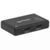 Manhattan HDMI-jaotur 2-pordiline, 4K@30Hz, väljastab signaali ühest HDMI-allikast kahele HD-ekraanile (sama väljund mõlemale ekraanile), vahelduvvoolutoide (kaabel 0,9 m), must, kolmeaastane garantii