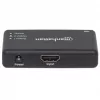 Manhattan HDMI-jaotur 2-pordiline, 4K@30Hz, väljastab signaali ühest HDMI-allikast kahele HD-ekraanile (sama väljund mõlemale ekraanile), vahelduvvoolutoide (kaabel 0,9 m), must, kolmeaastane garantii