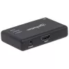 Manhattan HDMI-jaotur 2-pordiline, 4K@30Hz, väljastab signaali ühest HDMI-allikast kahele HD-ekraanile (sama väljund mõlemale ekraanile), vahelduvvoolutoide (kaabel 0,9 m), must, kolmeaastane garantii