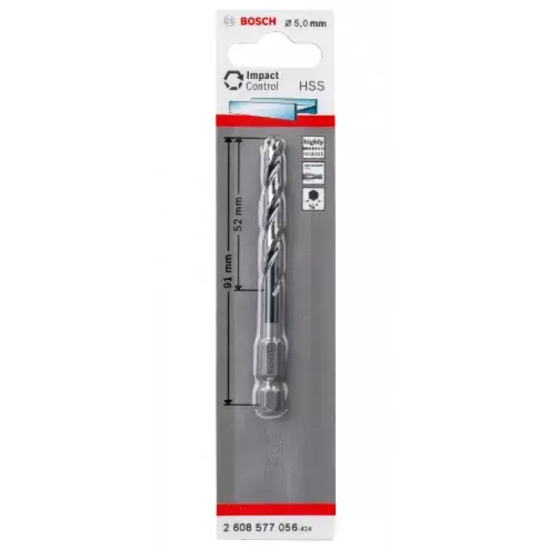 Bosch 2608577056 metalli keerdpuur 5 mm, üldpikkus 91 mm