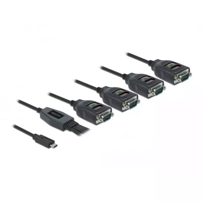 Adapter USB USB-C – 4 x jada-RS-232 DB9 DeLOCK 90495