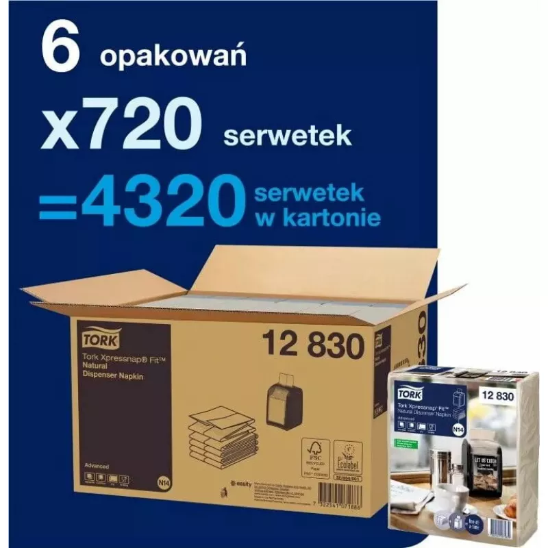 Pabersalvrätikud Tork 720 Xpressnap Fit 12830 valge 1-kihiline