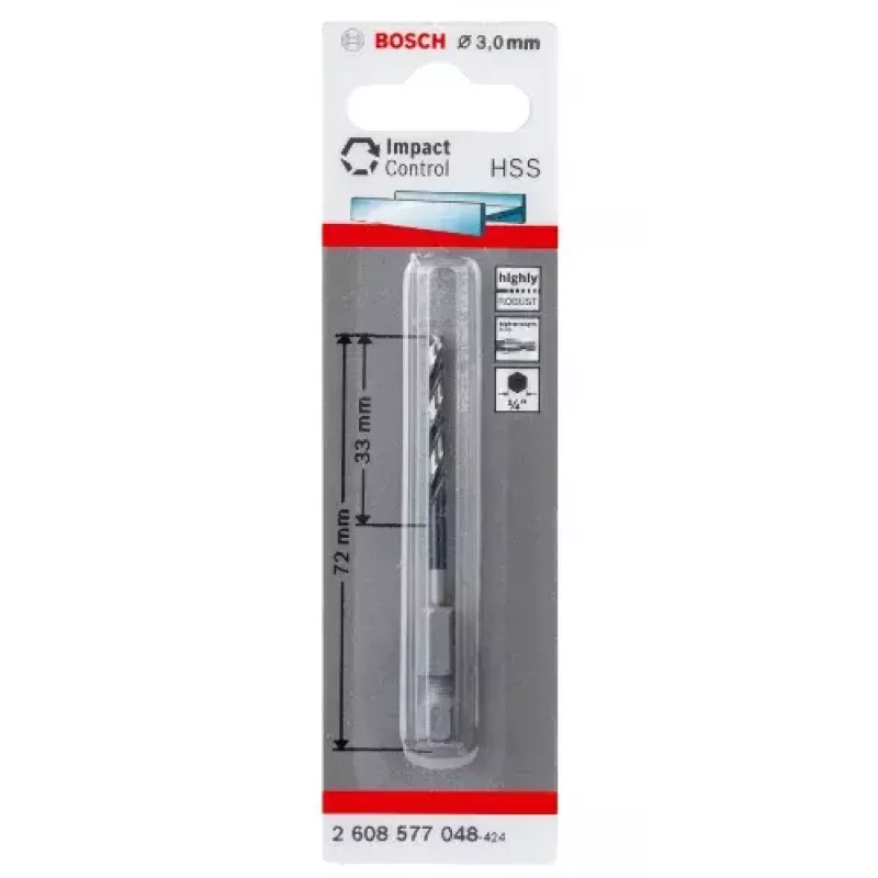Bosch 2608577048 metalli keerdpuur 3 mm, 72 mm üldpikkus, DIN 338
