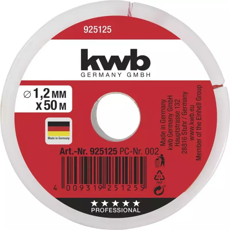 Köis KWB 925125 50 m nailon punane 1,2 mm