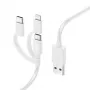 Hama 3-in-1 mitmeotstarbeline laadimiskaabel, USB-A - Micro-USB, USB-C ja Lightning, 1,0 m, valge