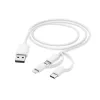 Hama 3-in-1 mitmeotstarbeline laadimiskaabel, USB-A - Micro-USB, USB-C ja Lightning, 1,0 m, valge