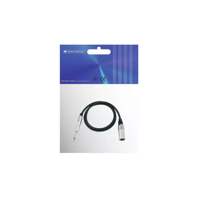 Helikaabel Omnitronic 3022519A 0,9m XLR 6,35mm Must