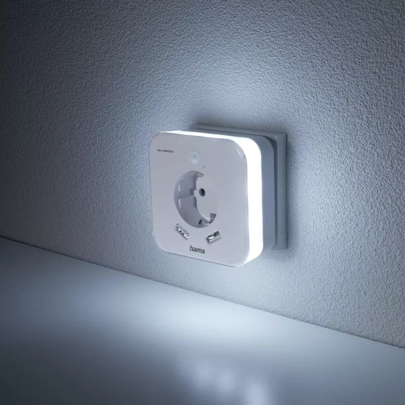 Hama 00223498 LED-öölamp koos pesaga, 2 USB-väljundit, liikumis- ja valgusandur