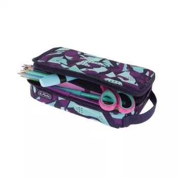 Pliiatsikarp Herlitz 2 Go CamoPurple Polyester Sinine Lilla 210x130x60mm