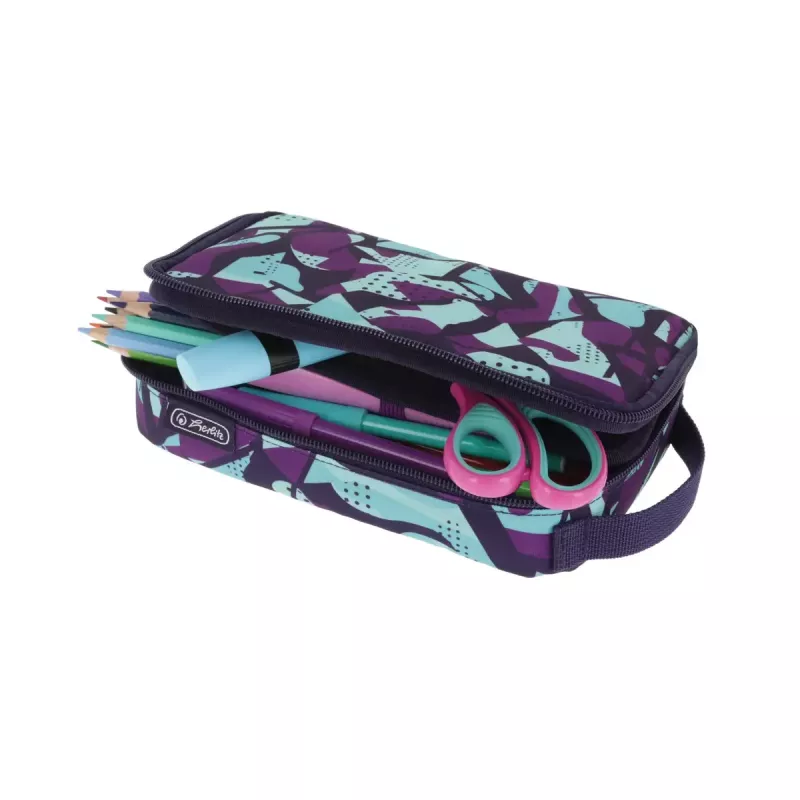 Pliiatsikarp Herlitz 2 Go CamoPurple Polyester Sinine Lilla 210x130x60mm
