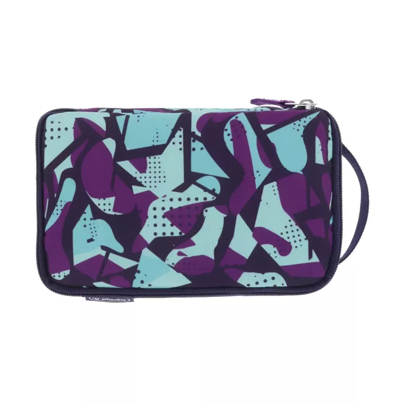Pliiatsikarp Herlitz 2 Go CamoPurple Polyester Sinine Lilla 210x130x60mm