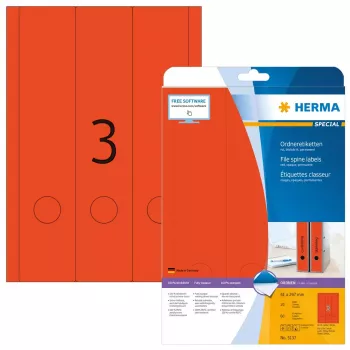 Failisildid HERMA A4 61x297 mm punane paber matt läbipaistmatu 60 tk