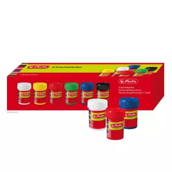 Veepõhine värv Herlitz 8643025 Must Sinine Roheline Punane Valge Kollane 25 ml Purk 6 tk