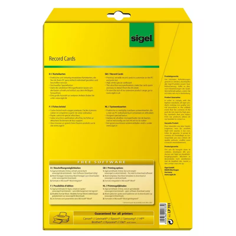 Mittekleepuvad sildid Sigel LP701 160 tk Valge Ristkülik