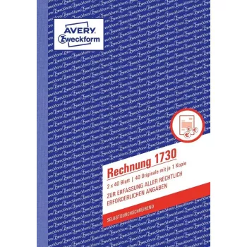 Raamatupidamisvormide raamat AVERY 1730-5 A5 40 lehekülge