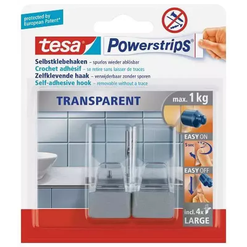 Towel hook TESA 58812 Indoor Transparent 2 tk