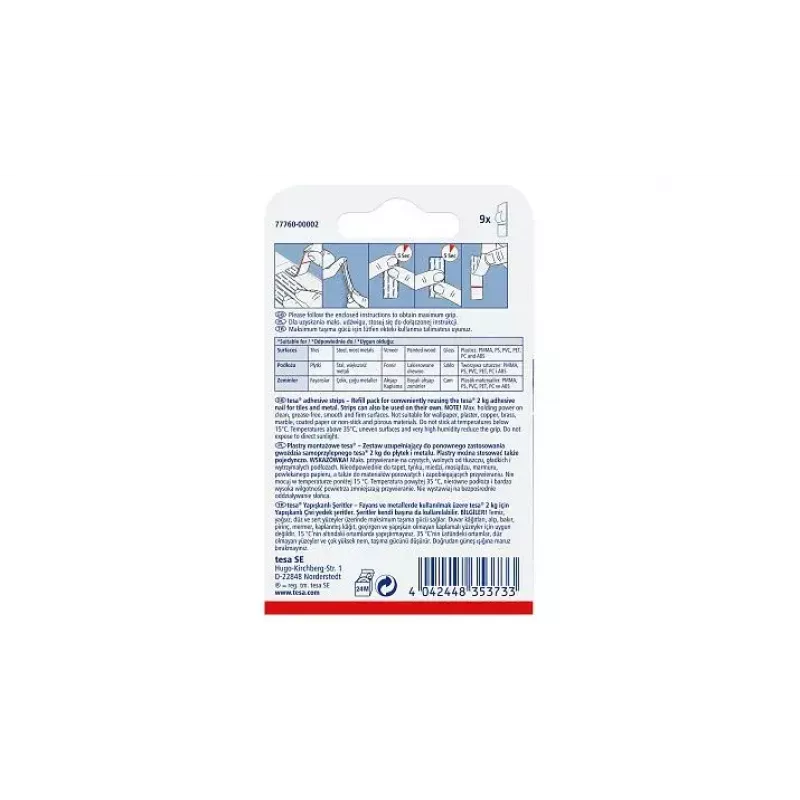 Universaalne konks TESA 77760 siseruumidesse valge 9 tk
