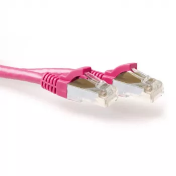 ACT roosa 2-meetrine LSZH SFTP CAT6A paigalduskaabel, takistusteta RJ45-pistikuga