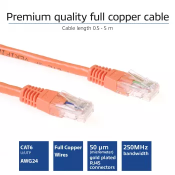 ACT oranž 7 m U/UTP CAT6 ühenduskaabel RJ45 pistikutega