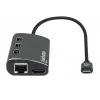 Manhattan USB-C dokk/jagaja kaardilugejaga, pordid (x6): Ethernet, HDMI, USB-A (x3) ja USB-C, toiteedastusega (100 W) USB-C porti (märkus: vaja on täiendavat USB-C seinakruvijat ja USB-C kaablit), universaalne kõigile seadmetele, alumiinium, samaväärne mudeliga DKT30CSDHPD3