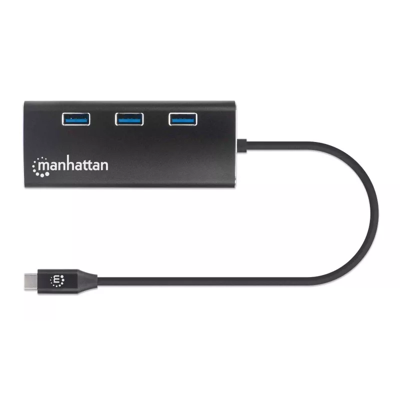 Manhattan USB-C dokk/jagaja kaardilugejaga, pordid (x6): Ethernet, HDMI, USB-A (x3) ja USB-C, toiteedastusega (100 W) USB-C porti (märkus: vaja on täiendavat USB-C seinakruvijat ja USB-C kaablit), universaalne kõigile seadmetele, alumiinium, samaväärne mudeliga DKT30CSDHPD3