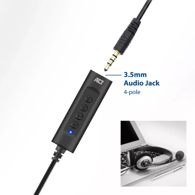 ACT AC9360 helikaart USB 3,5 mm kõrvaklappide ühenduvus 4 nuppu