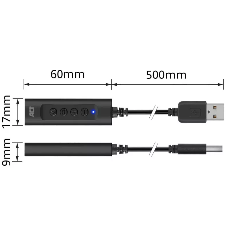 ACT AC9360 helikaart USB 3,5 mm kõrvaklappide ühenduvus 4 nuppu