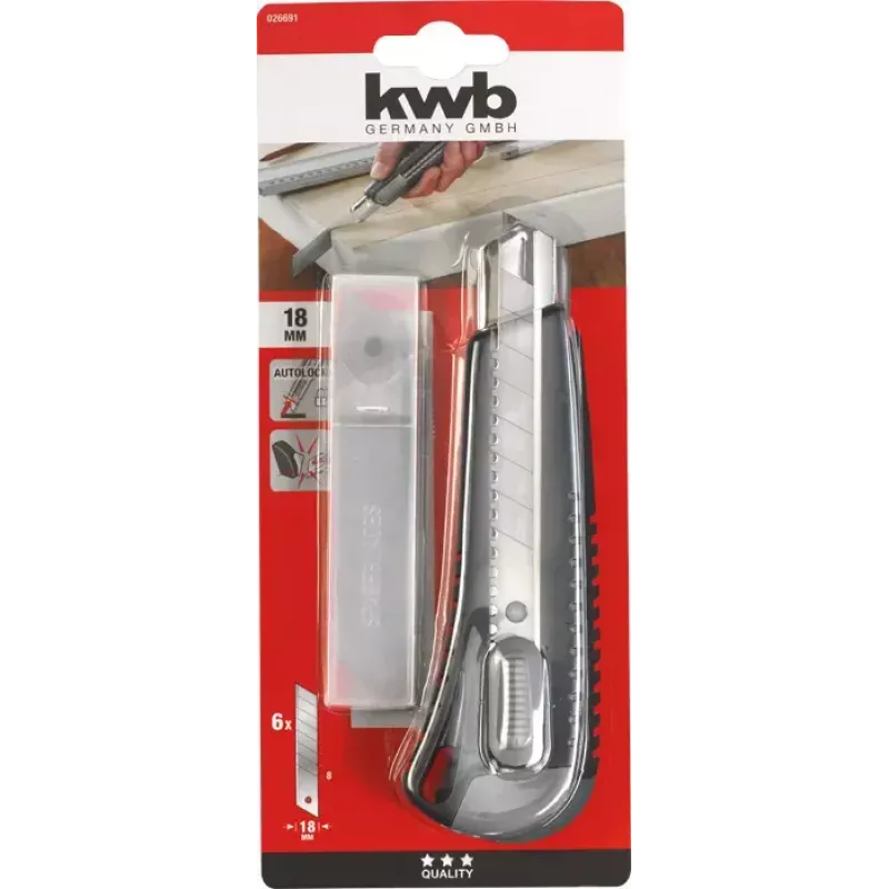 Nuga KWB 026691 Klapiga eemaldatava teraga nuga 1,8 cm tera laius