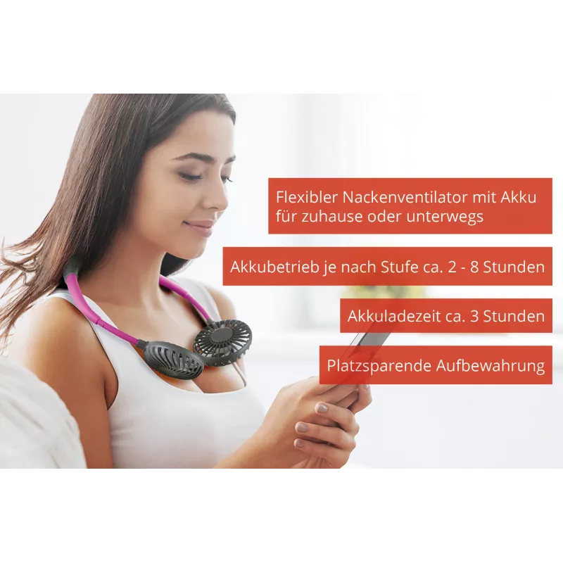 Unold Kaelaventilaator Breezy Antratsiit, Antratsiit, Lilla, 2 ventilaator(it), 8 h, Kaelaventilaator, Valge, 1 tk