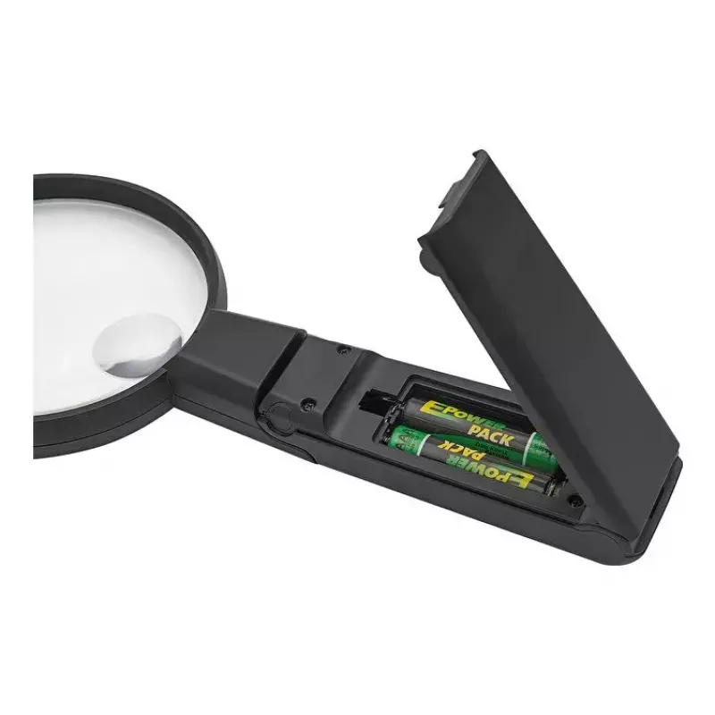 Käeshoitav LED-luup WEDO 271 7565 — 5× suurendus, patareitoide, must/valge