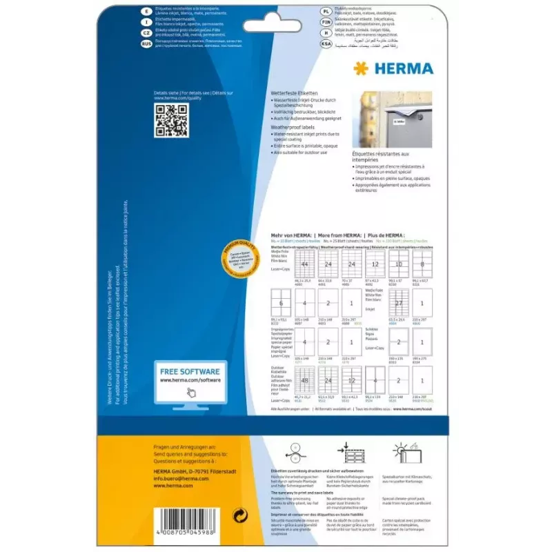 Isekleepuv silt Ristkülik HERMA 4598