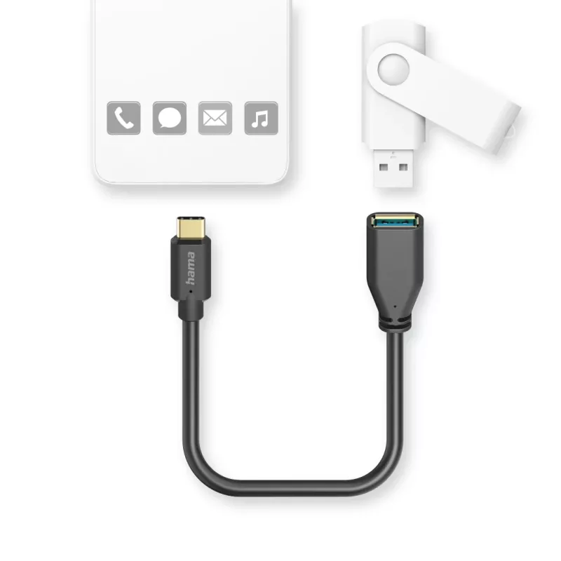 Hama 00125105 USB-kaabel USB 3.2 Gen 1 (3.1 Gen 1) 0,15 m USB A USB C Must