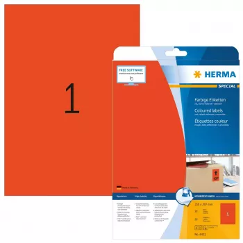 Isekleepuv printerisilt HERMA Coloured Labels A4 210x297 mm punane paber matt 20 tk.