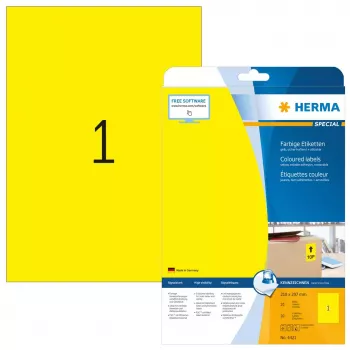 Isekleepuv printerisilt HERMA Coloured Labels A4 210x297 mm kollane paber matt 20 tk