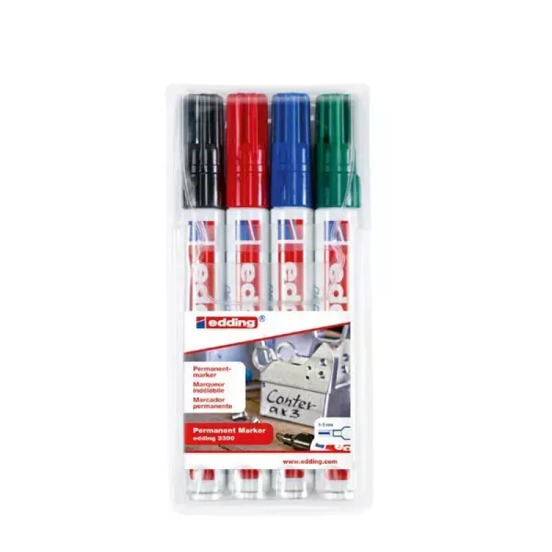 Püs marker Edding 3300 kiilotsik must sinine roheline punane