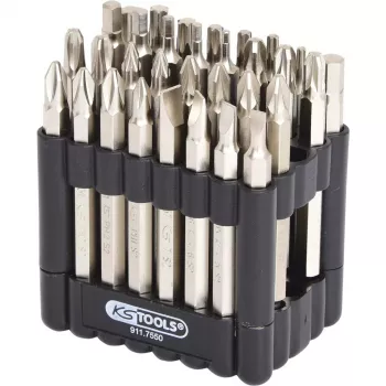 Kruvikeeraja otsakute komplekt KS Tools 911.7550 — 32 tk, nikkel, 75 mm, 1/4 tolli (25,4/4 mm) kuuskantvars
