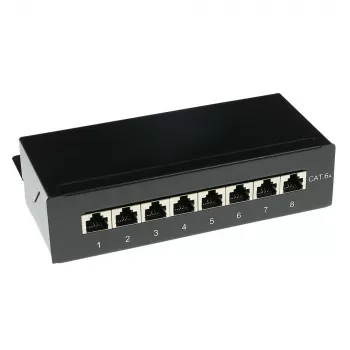 Pindpaigaldatav varjestatud 8-pordine CAT6A karp ACT FA7001, must, 173×109×44 mm, 110/Krone liitumine