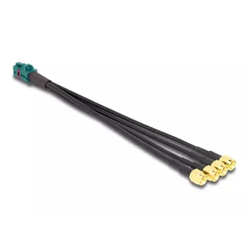 DeLOCK 90142 koaksiaalkaabel 0,2 m Mini FAKRA Z 4 x SMA Must