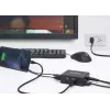 Manhattan Smart Video Multifunktsionaalne Dokk, Pordid (x5): HDMI-port, USB-A (x2), USB-C (x2), USB-C pordi toiteedastusega, sisseehitatud toiteplokk, ülikompaktne, eemaldatav toitekaabel, must, kolmeaastane garantii, jaemüügikarp