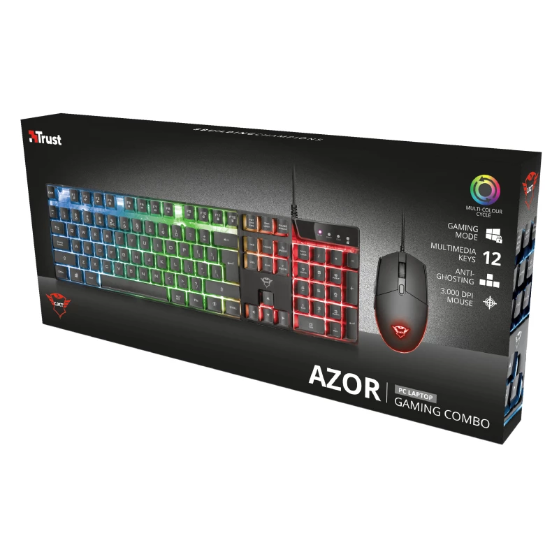 Trust GXT 838 Azor klaviatuur koos hiirega mängimise USB saksa must